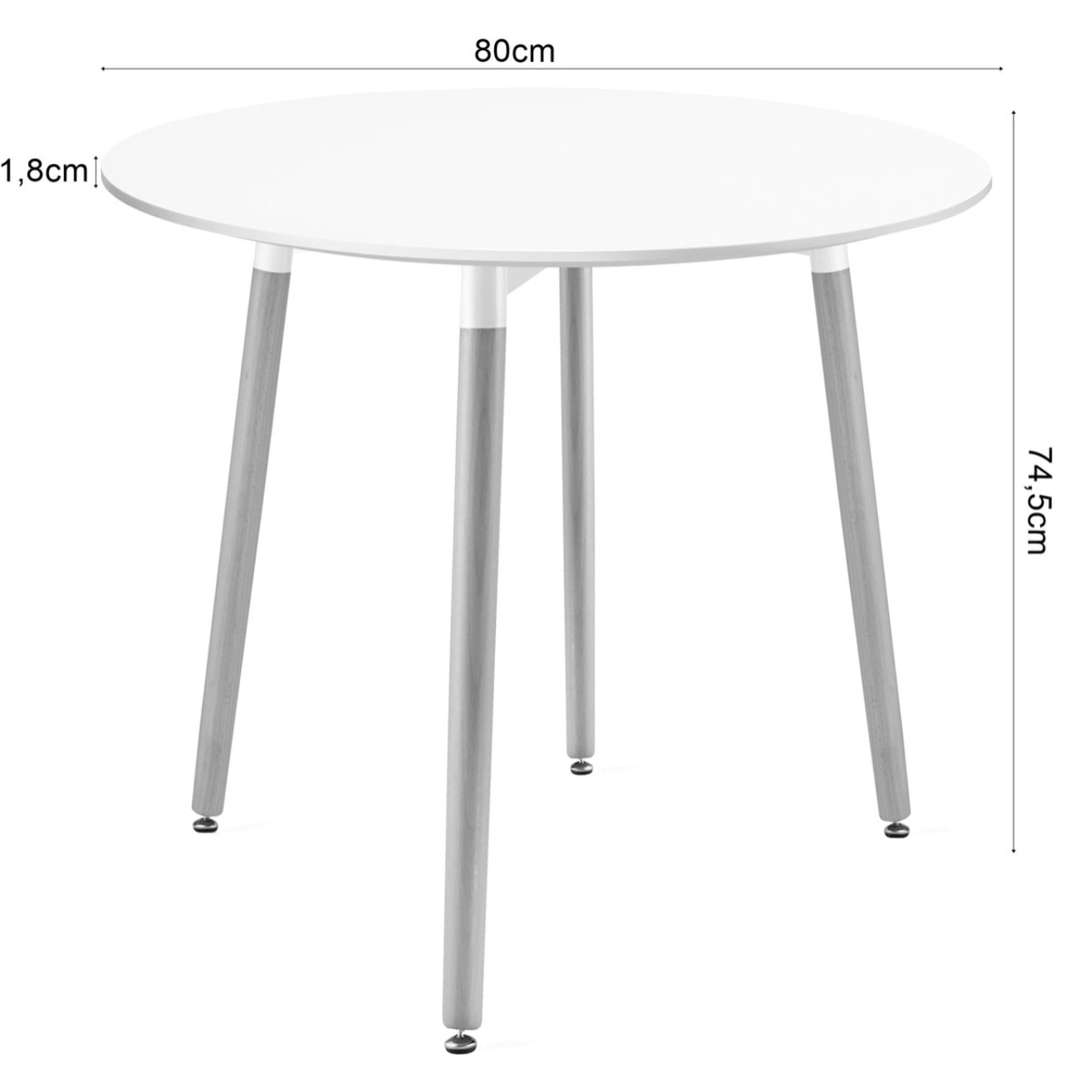Tavolo da pranzo rotondo Kami bianco con gambe in faggio