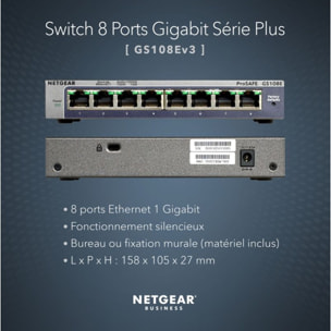 Switch ethernet NETGEAR GS108E-400EUS métal 8 Ports Gigabit