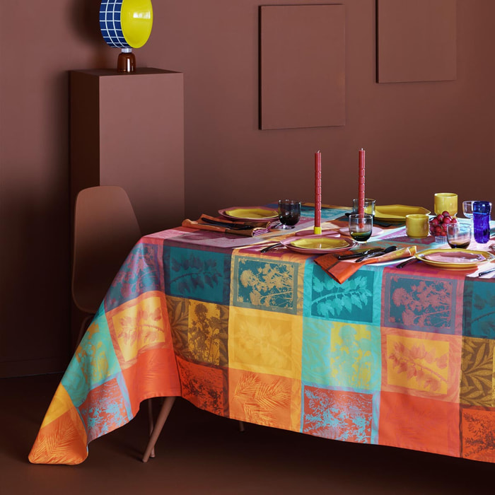 Nappe enduite jacquard Mille vegetaux sunset