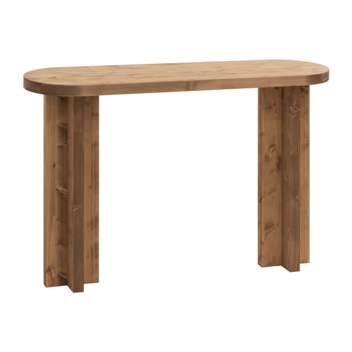 Console en bois massif ton chêne foncé 120x80cm Hauteur: 80 Longueur: 120 Largeur: 35