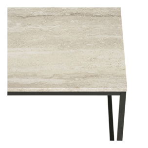 Vita - Tavolino da caffè effetto travertino con struttura nera 90x60x45 cm