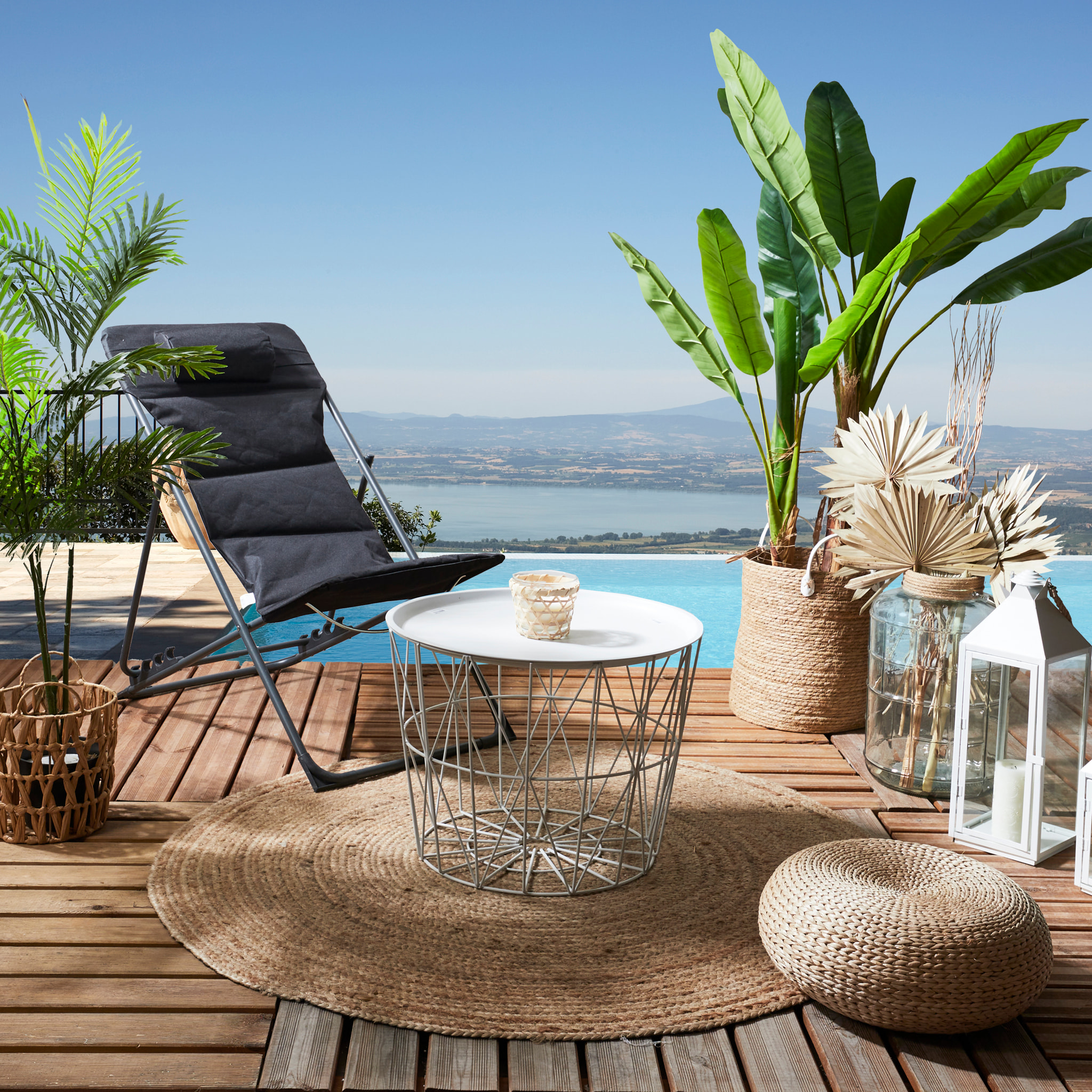 Table Filaire Metal Blanc Diametre 50cm