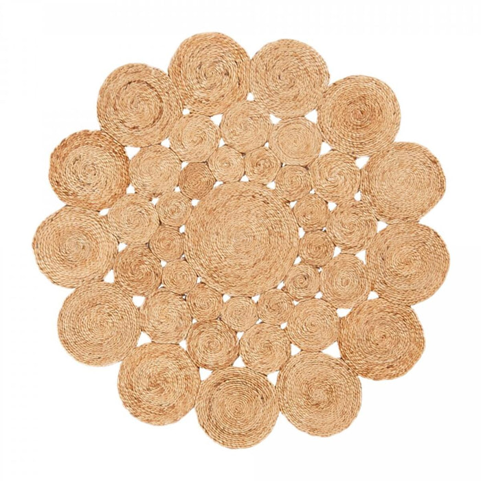 Tapis rond fait main en jute motif rond VODO