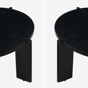 Table basse ronde en bois de manguier massif noir 80 cm - Reva