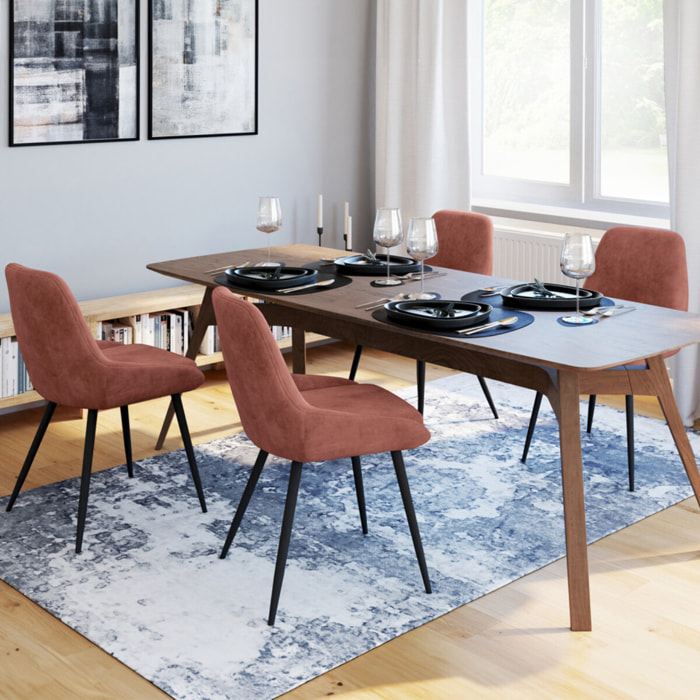 Chaises Olivia velours terracotta pieds métal - lot de 4