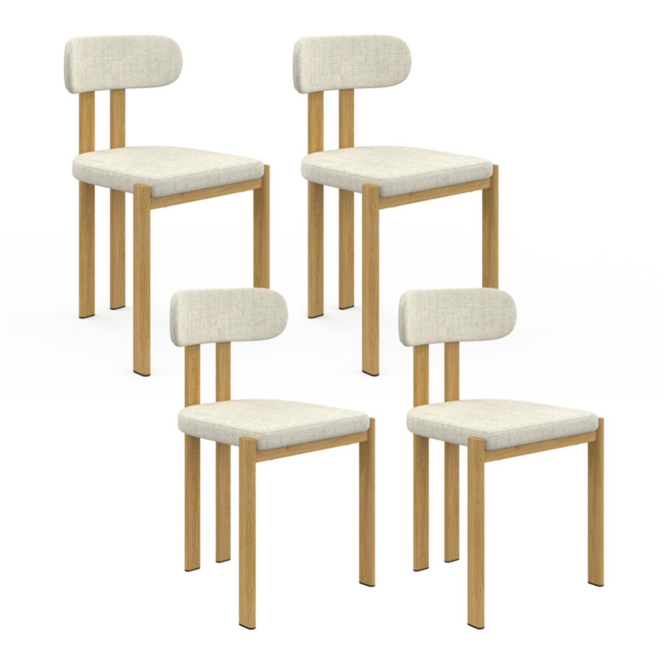 Chaises Elsa en tissu beige et pieds métal - lot de 4