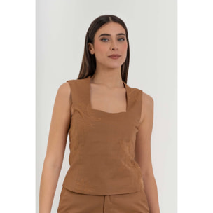 Kocca - Top da donna in cotone e lino con ricamo floreale Donna