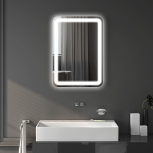 Miroir lumineux LED 35W antibué réglable interrupteur tactile dim. 50L x 4P x 70H cm