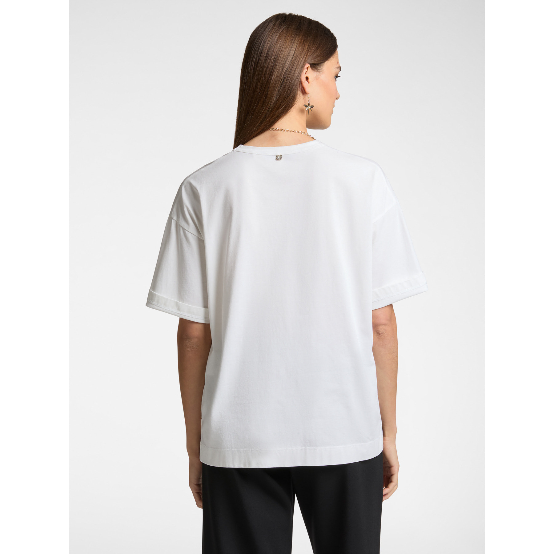 Elena Mirò - Camiseta con inscripción y bordado "Dragonfly" - Blanco