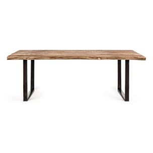 Tavolo ELMER in legno di acacia e gambe in acciaio nero, 220×100 cm