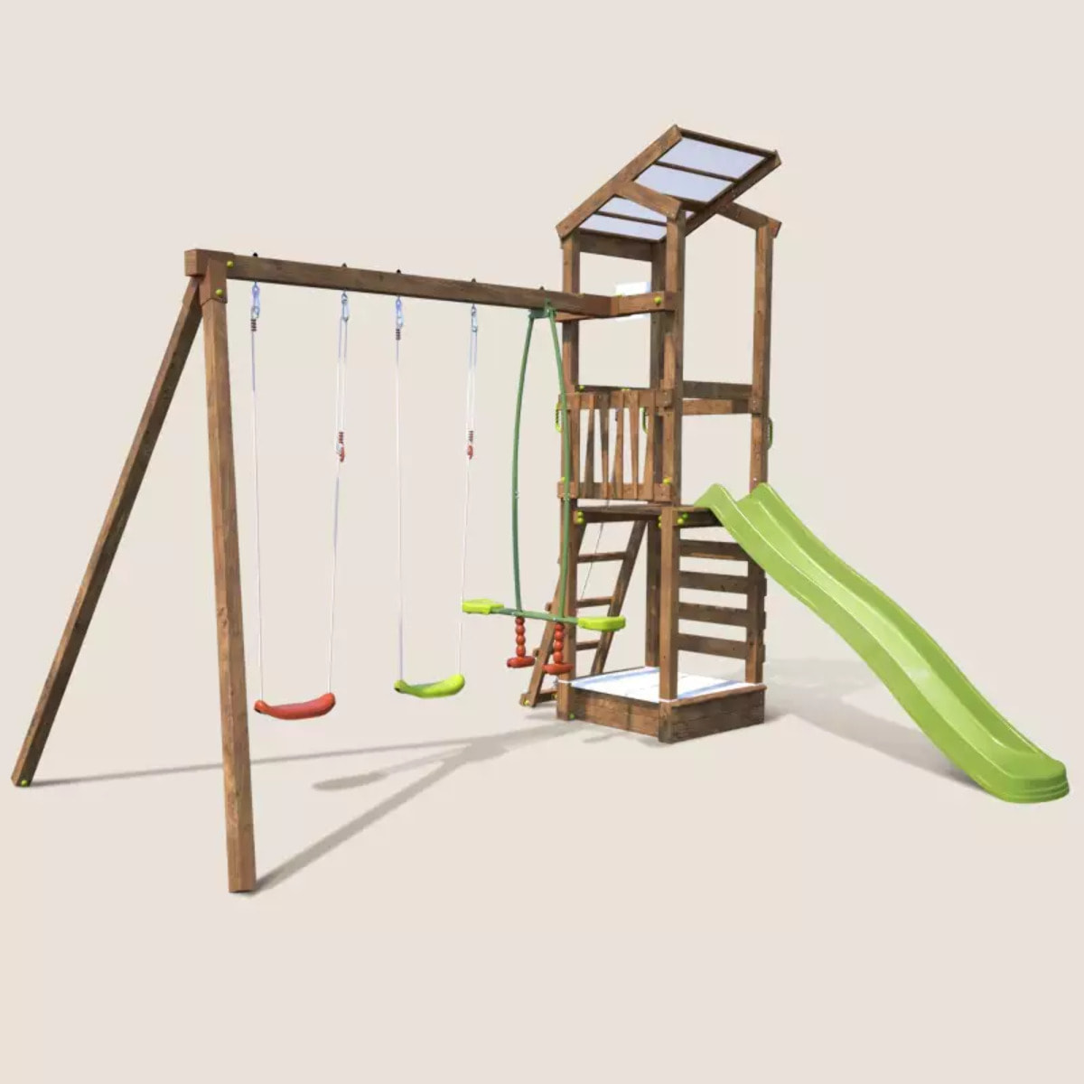 Aire de jeux avec mur d'escalade et portique - HAPPY Swing & Climbing 120