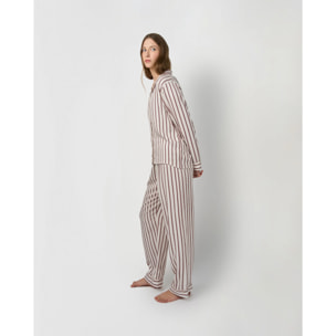 Pijama largo camisero viscosa raya talu rosa