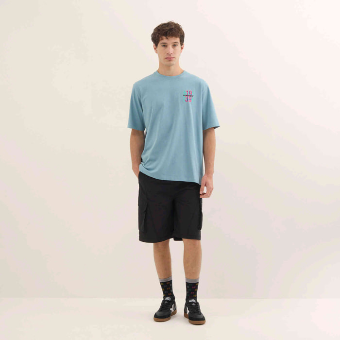 Camiseta Estilo Urbano Oversize Algodón Orgánico Turquesa STREETWEAR T-SHIRT TURQUOISE