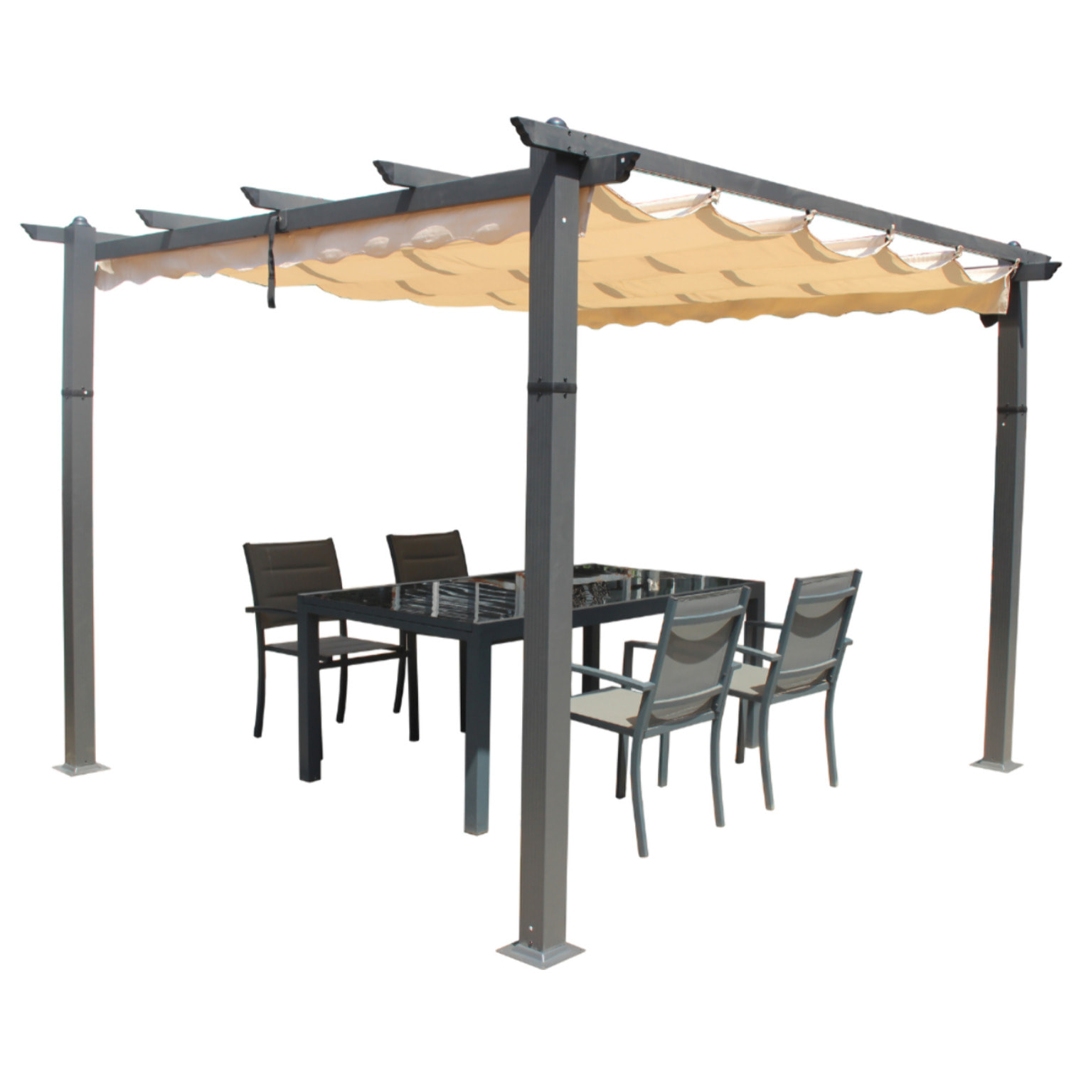 Pergola taupe 3x3m en aluminium - YORo