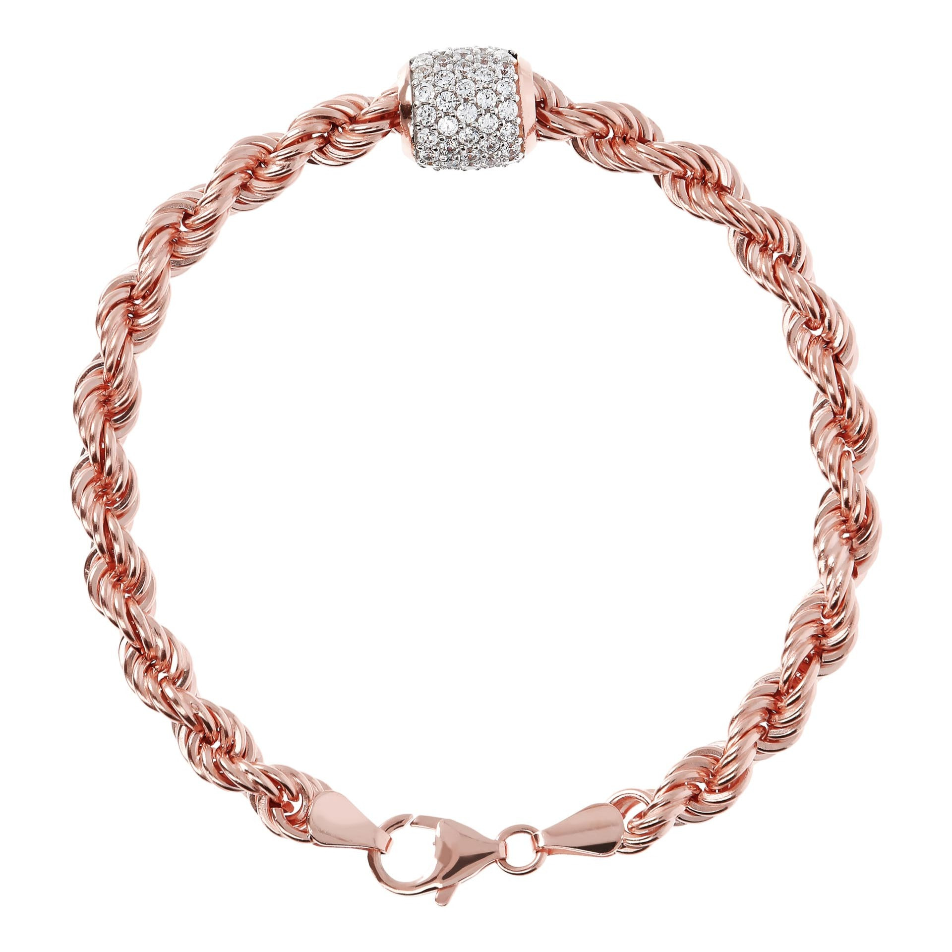 Bracciale Maglia Corda con Elemento in Pavé di Cubic Zirconia