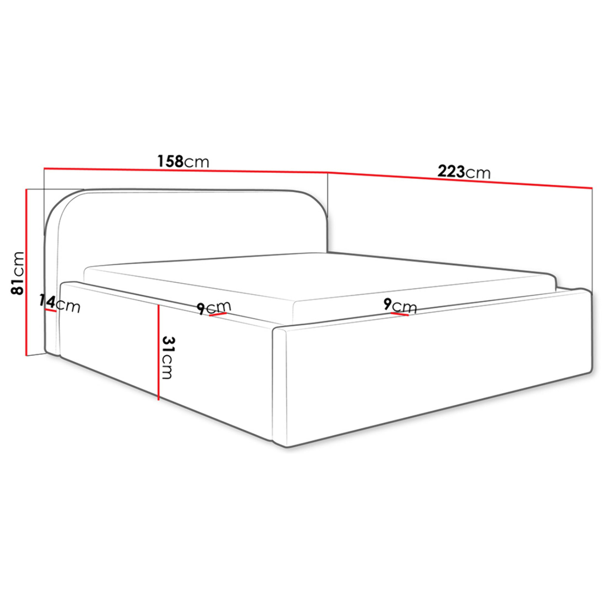 Orane - lit coffre - 140x200 cm - en tissu bouclette - Blanc
