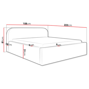 Orane - lit coffre - 140x200 cm - en tissu bouclette - Blanc