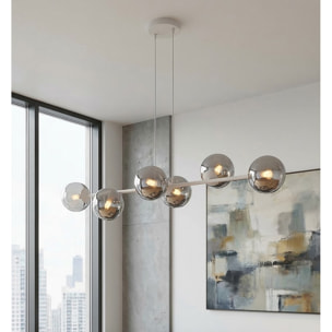 Lampada a sospensione Magnus in acciaio grigio grafite e vetro