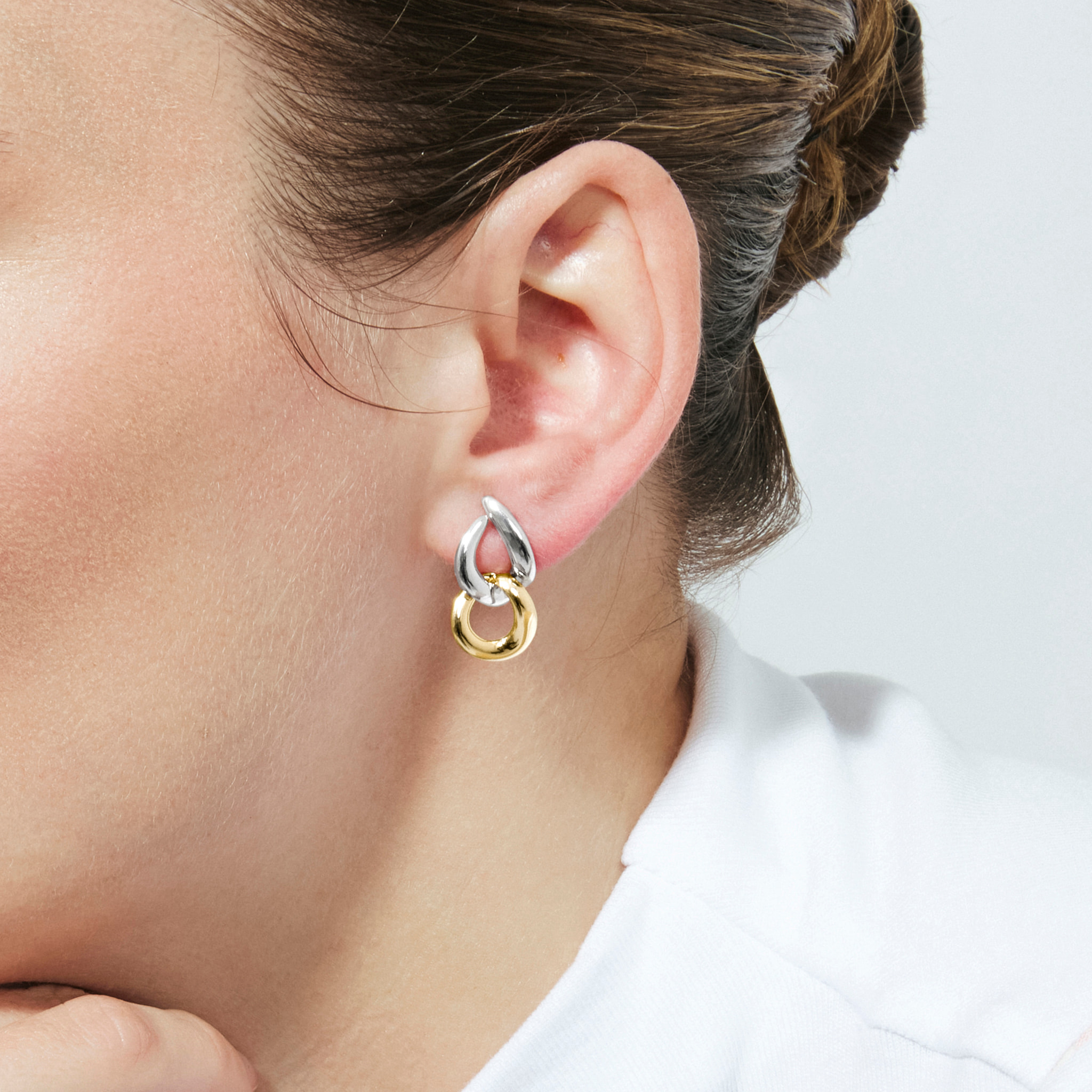 Pendientes Saga acabado plata y oro 18k