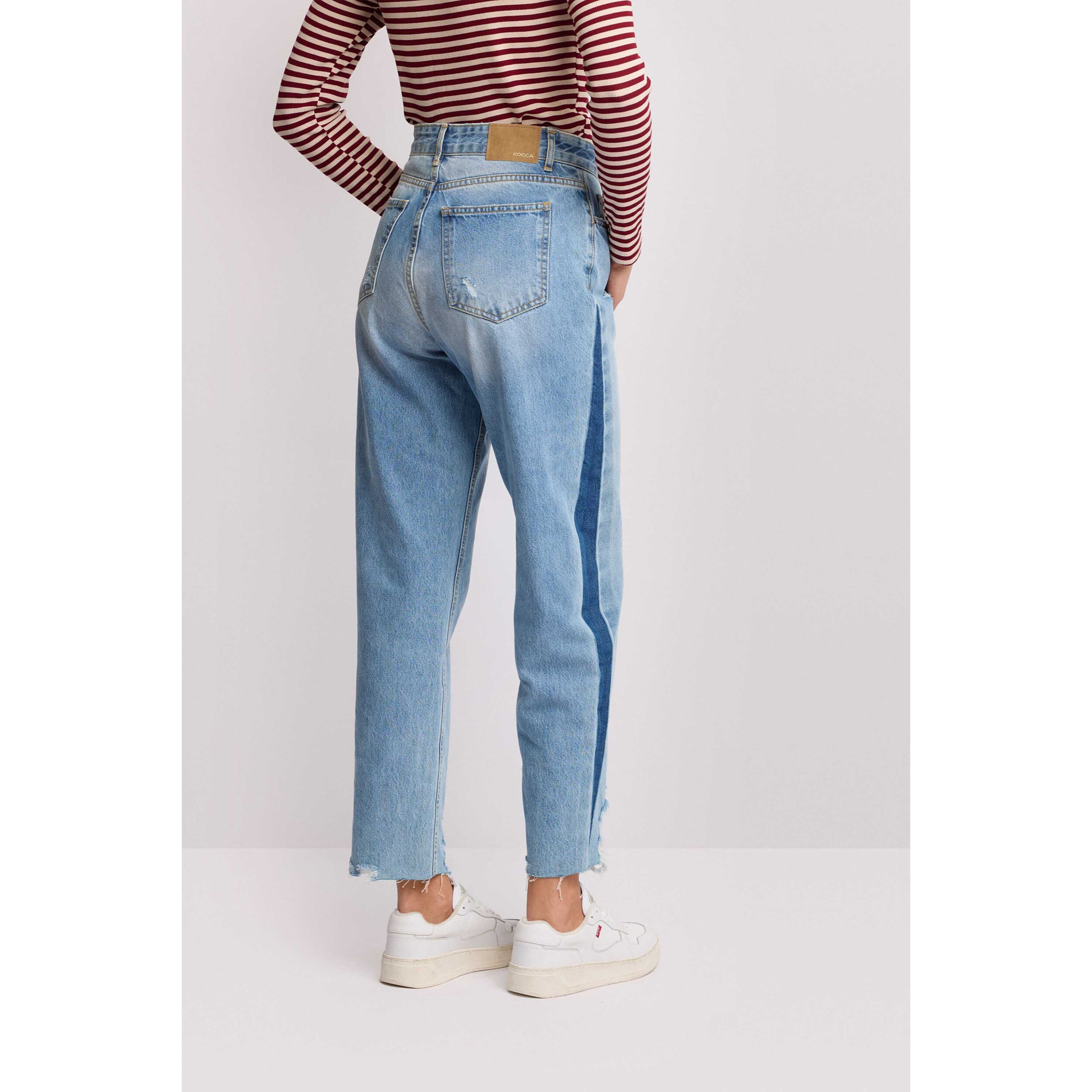 Kocca - Pantaloni stile boyfriend con inserto laterale Donna, Denim