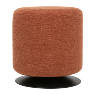 Pouf rond pivotant en tissu effet velours texturé terre brûlée et métal D39.5 cm VOLNAY
