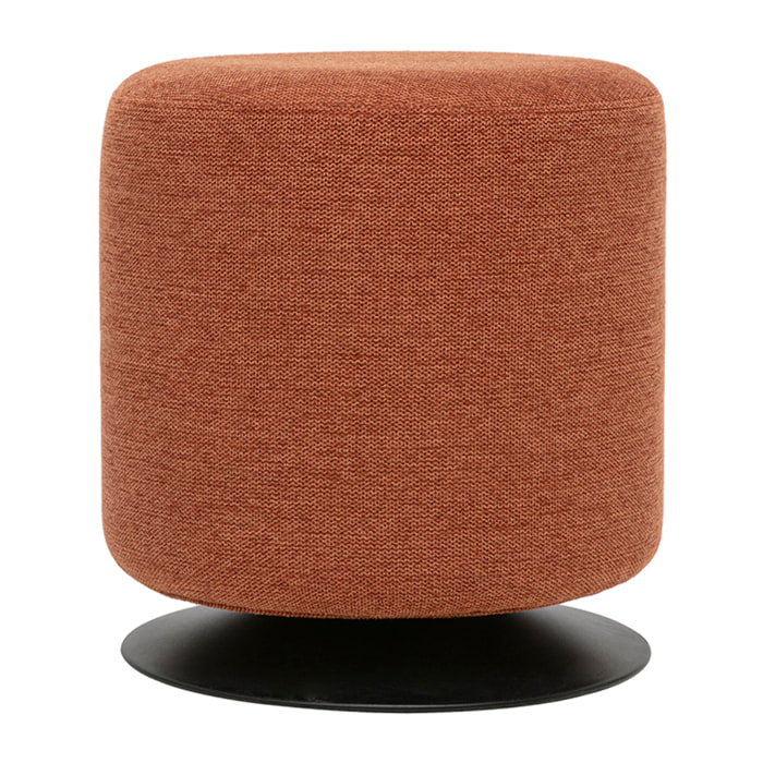 Pouf rond pivotant en tissu effet velours texturé terre brûlée et métal D39.5 cm VOLNAY