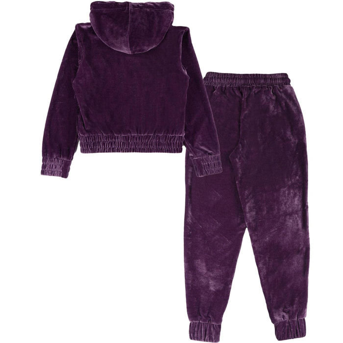 Tuta invernale in ciniglia da bambina con cappuccio e zip Leone 1947 Lavender