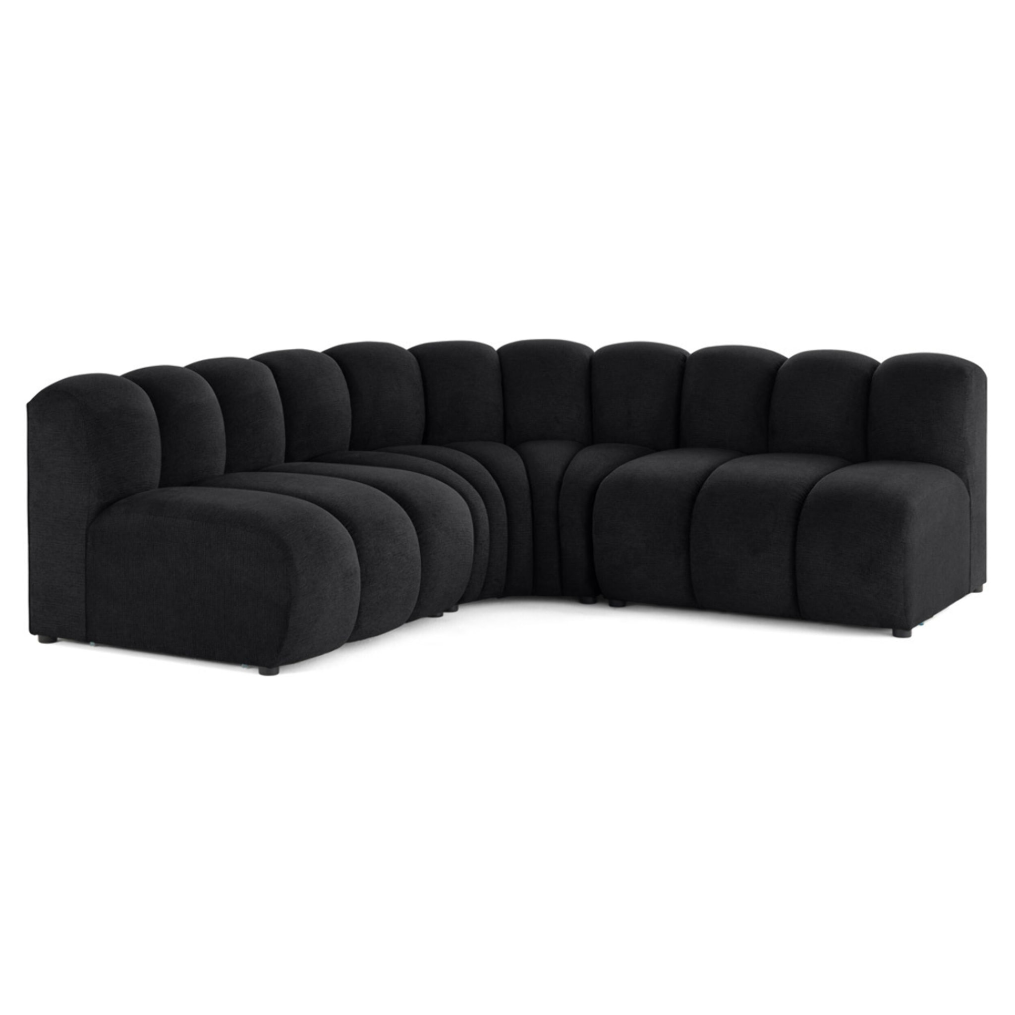 Debbie - canapé modulable d'angle réversible 4 places en tissu texturé - Noir