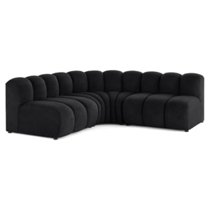 Debbie - canapé modulable d'angle réversible 4 places en tissu texturé - Noir