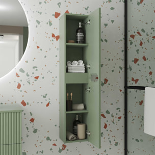 Colonne de salle de bain vert olive suspendu - Hauteur 120 cm - 2 portes - LEON