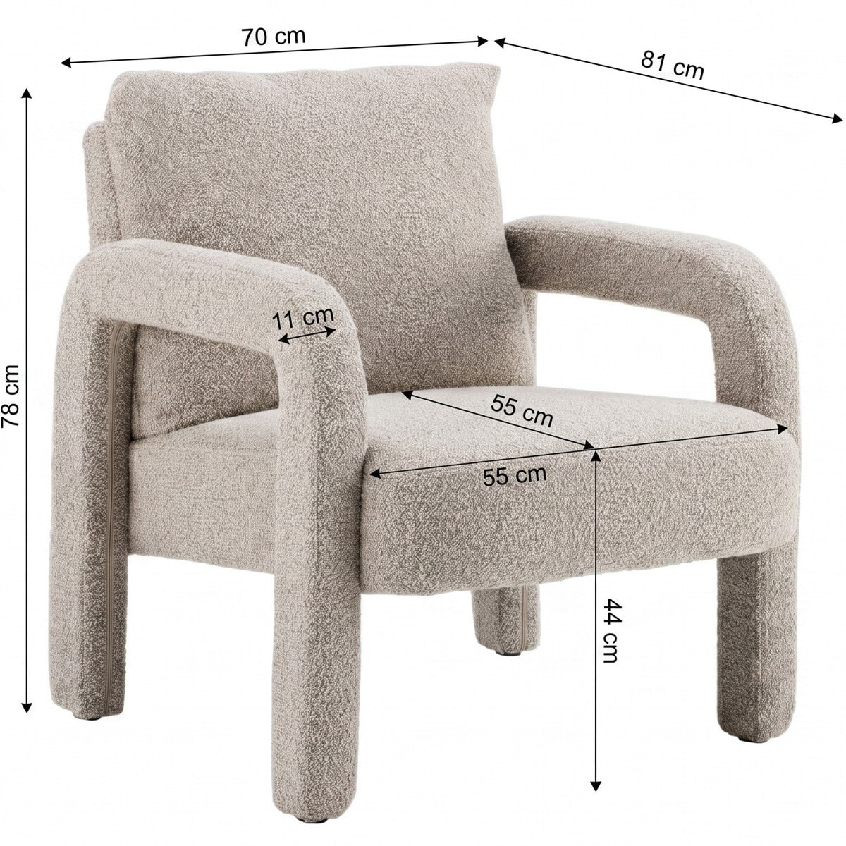 fauteuil en tissu bouclé - NIKO