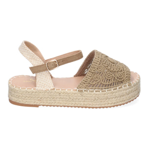 Sandalia de Plataforma para Mujer, Comoda, Forrada de Yute, Pala Abierta y Entrelazada