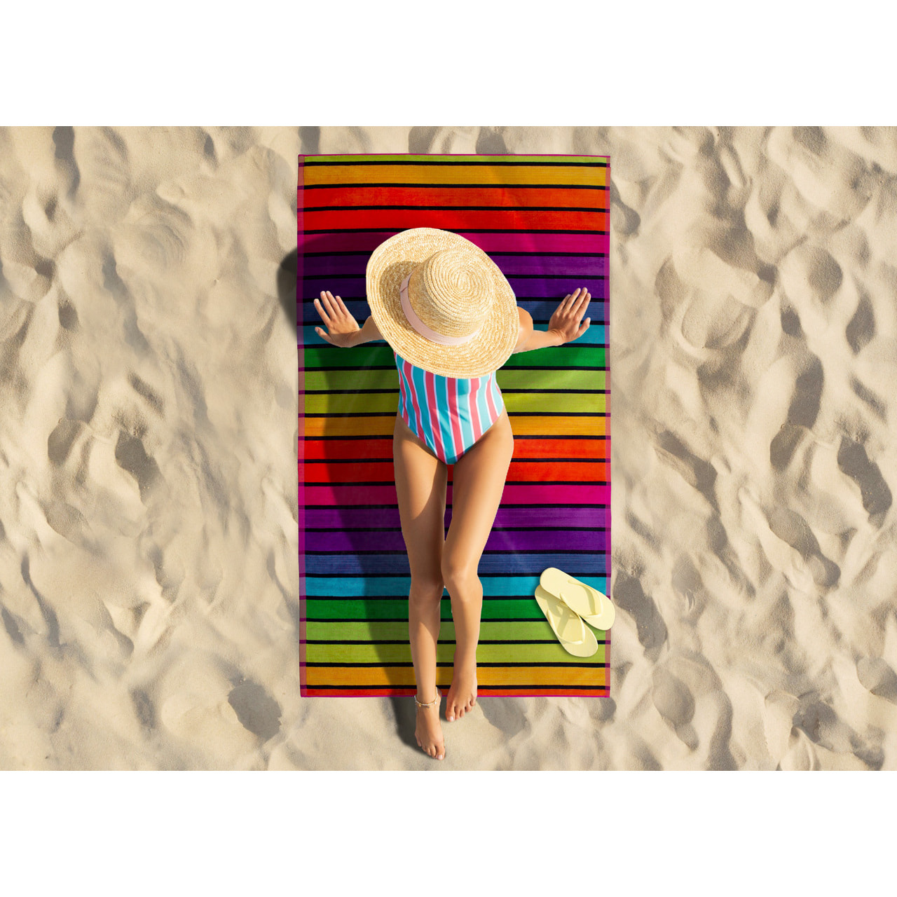 Telo Mare Spugna Jacquard Spiaggia Disegno Cairo