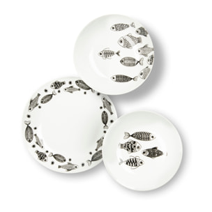 Service de table 18 pièces Excelsa – Black Sea, Porcelaine Blanc