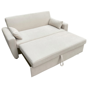 Canapé convertible en velours côtelé beige 2 places MATT