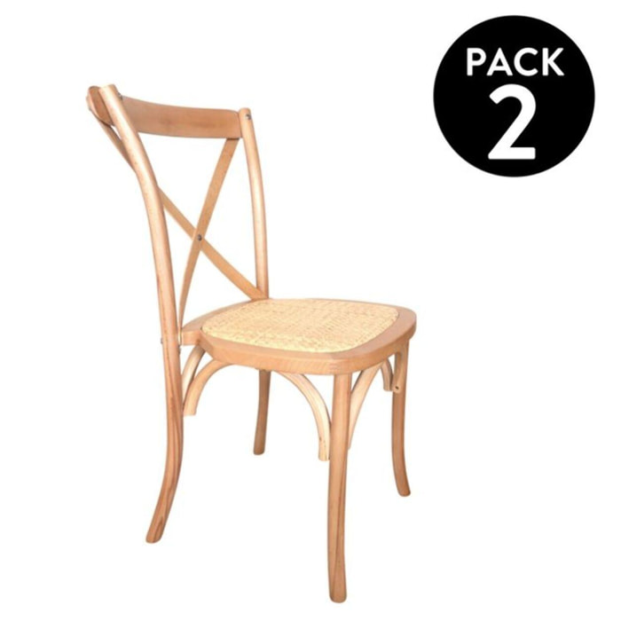 Pack 2 sillas de comedor Provenza Rattan - Claro