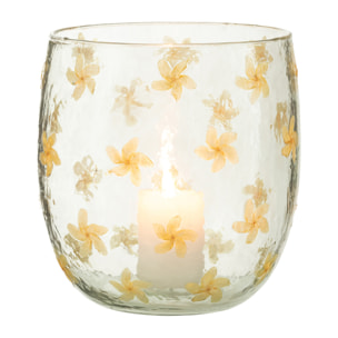 J-Line photophore Fleurs - verre - jaune - large