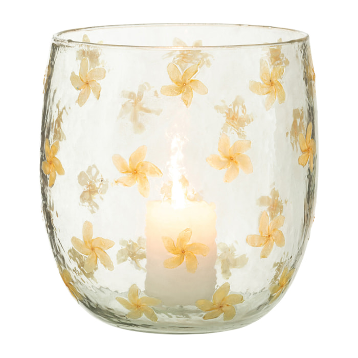 J-Line photophore Fleurs - verre - jaune - large