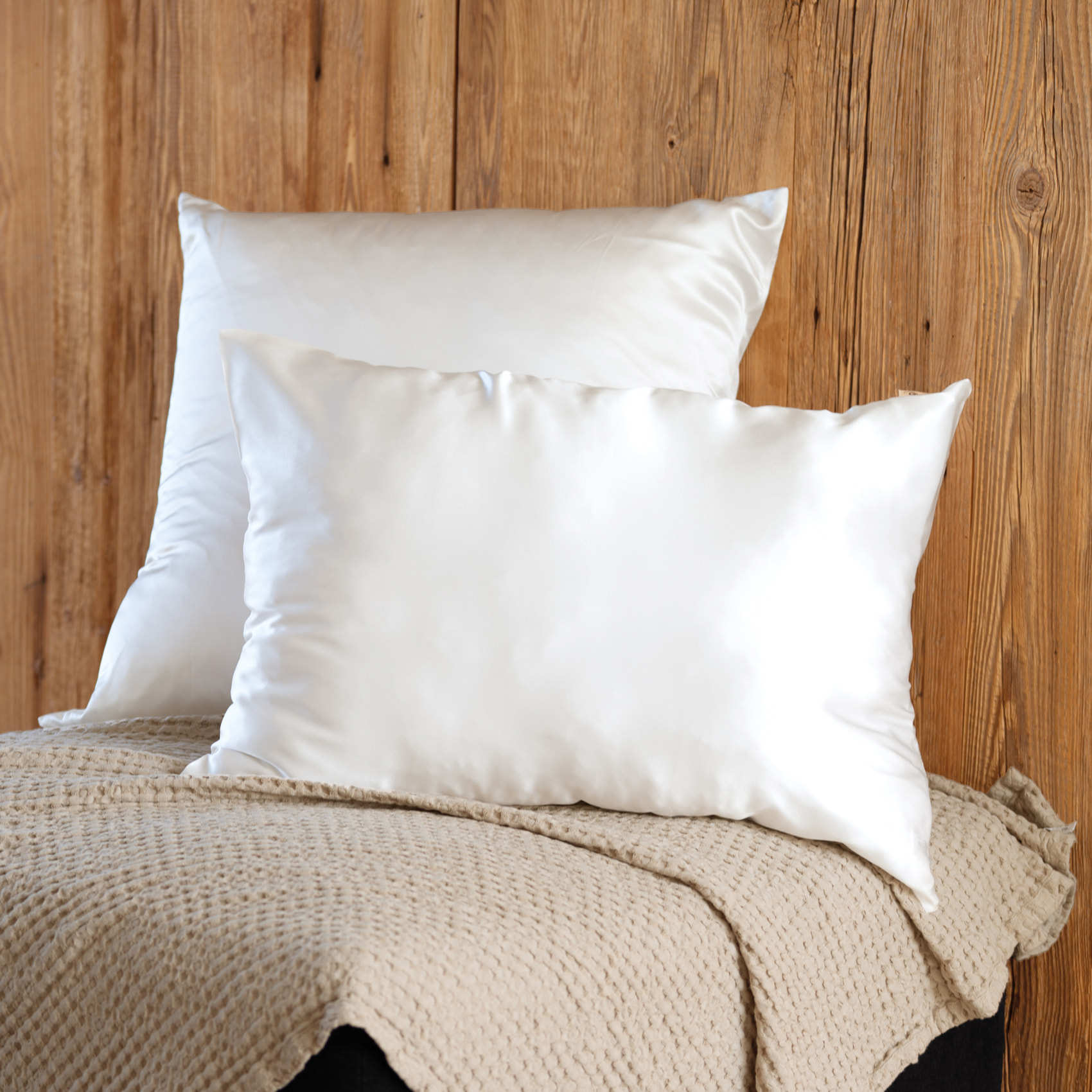 Taie d’oreiller en soie anti frisotti et anti-âge - Blanc