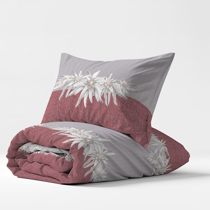 Parure copripiumino stella alpina rosso 100% cotone