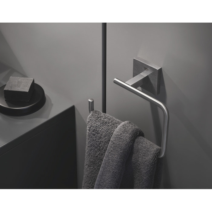 GROHE QuickFix - Start Cube - Anneau porte-serviette - Finition Supersteel 40975DC0 (à visser ou à coller)