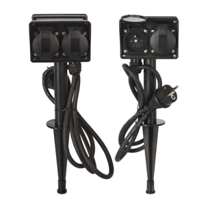 Pincho de Jardín con 4 enchufes alemanes (2+2) con cable de 1,5m y Protección infantil