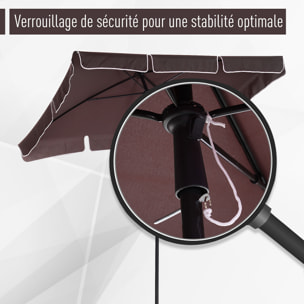 Parasol rectangulaire inclinable alu acier polyester haute densité diamètre 2 m chocolat