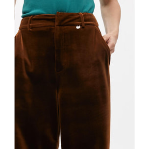 Pantaloni Ampi in Velluto con Righe Laterali