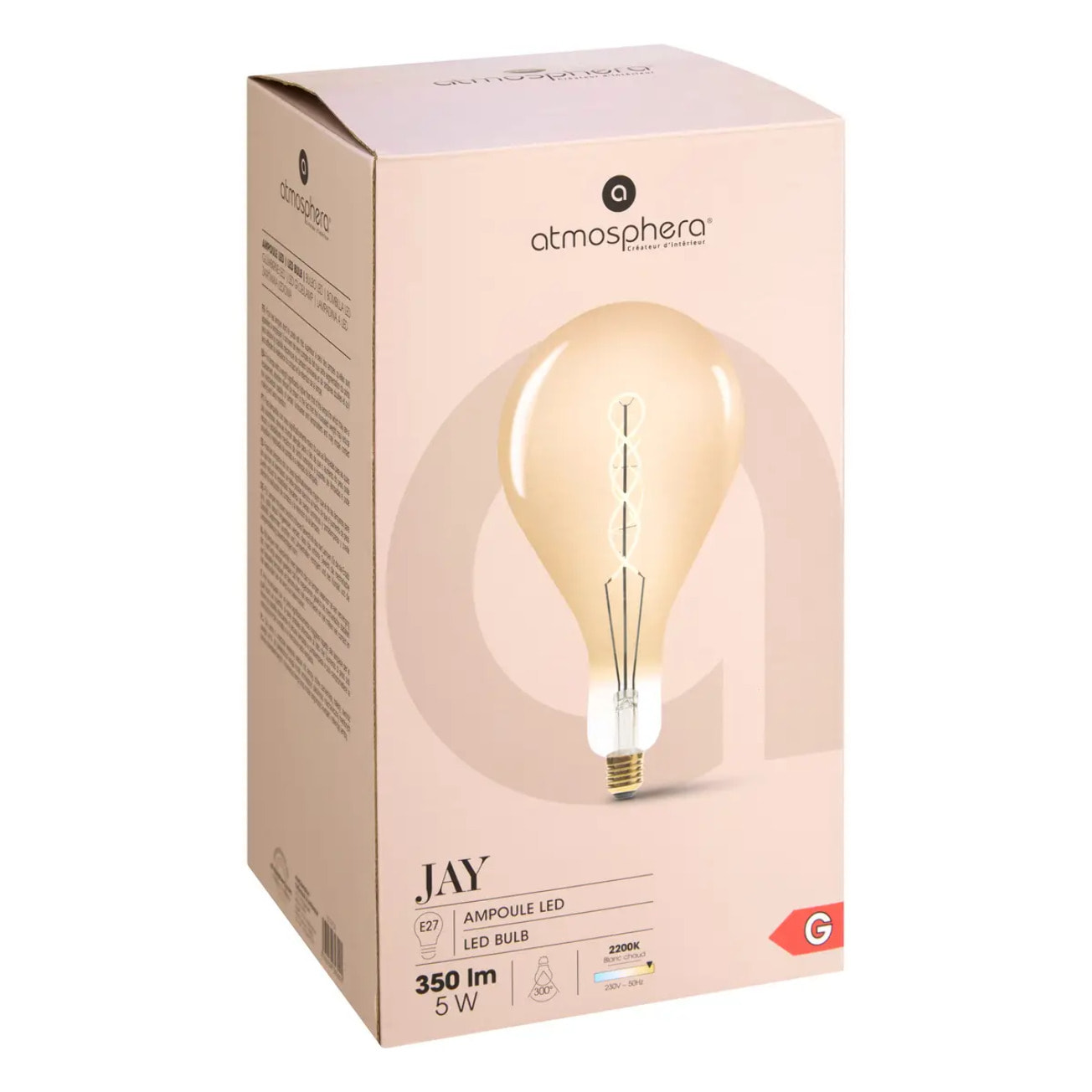 Ampoule LED "Poire" ambrée - filament torsadé E27