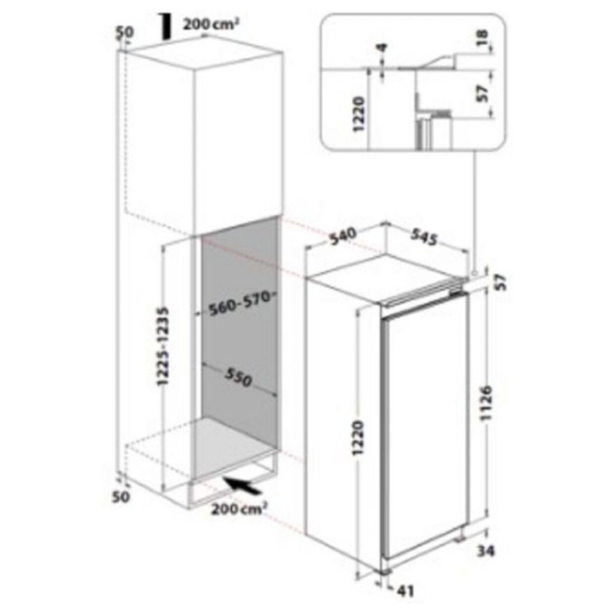 Réfrigérateur 1 porte encastrable WHIRLPOOL ARG8672