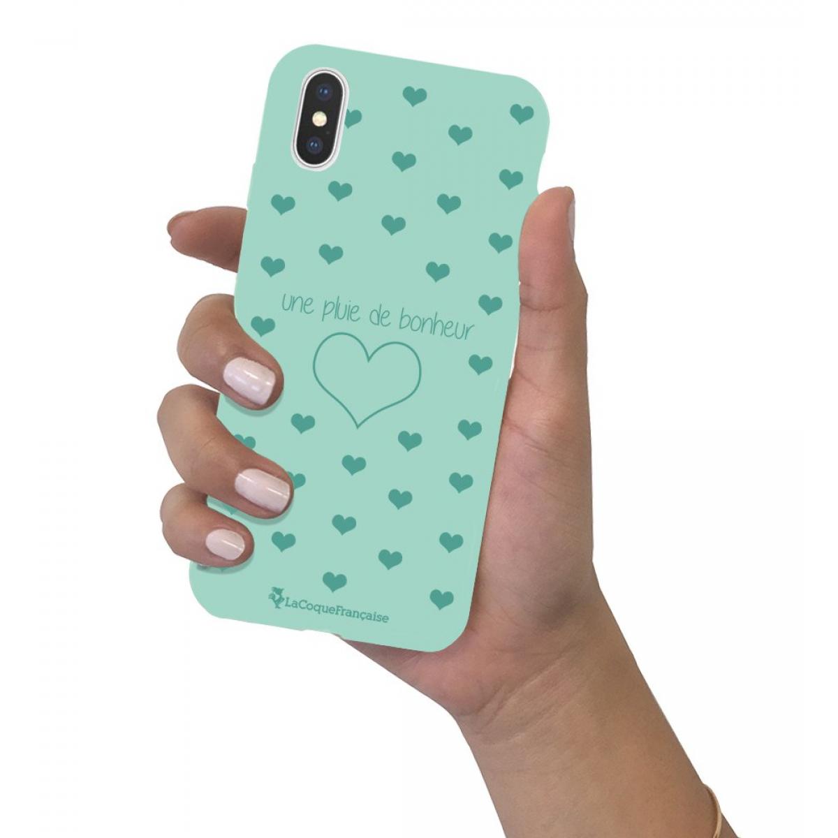 Coque iPhone X/Xs Silicone Liquide Douce vert pâle Pluie de Bonheur Vert d'eau La Coque Francaise.