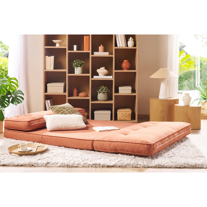 Chauffeuse 2 places convertible en tissu terracotta SALLY