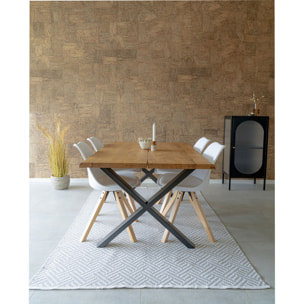 Set 2 sedie da pranzo Bergen in ecopelle bianca con gambe in legno naturale