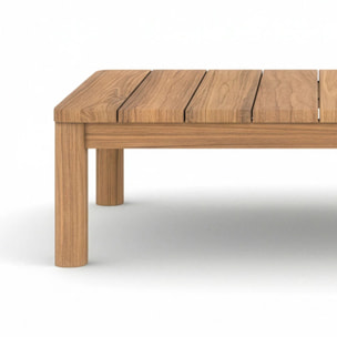 Salon de jardin 4 personnes en teck massif et tissu rayé gris - Nadila